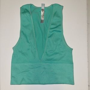 Out From Under Seamless V Neck Crop Top, size S/P